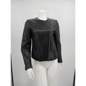 Vince Womens Black Leather Moto Jacket Size S Lambskin Collarless Motorcycle